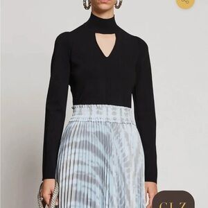 PROENZA SCHOULER Cutout knitted turtleneck sweater black PSWL Top Shirt Sz S